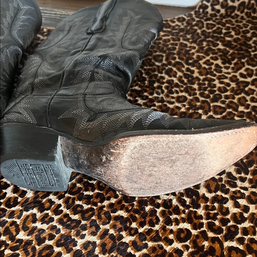 Black Leather Heeled Boots - Picture 4 of 6